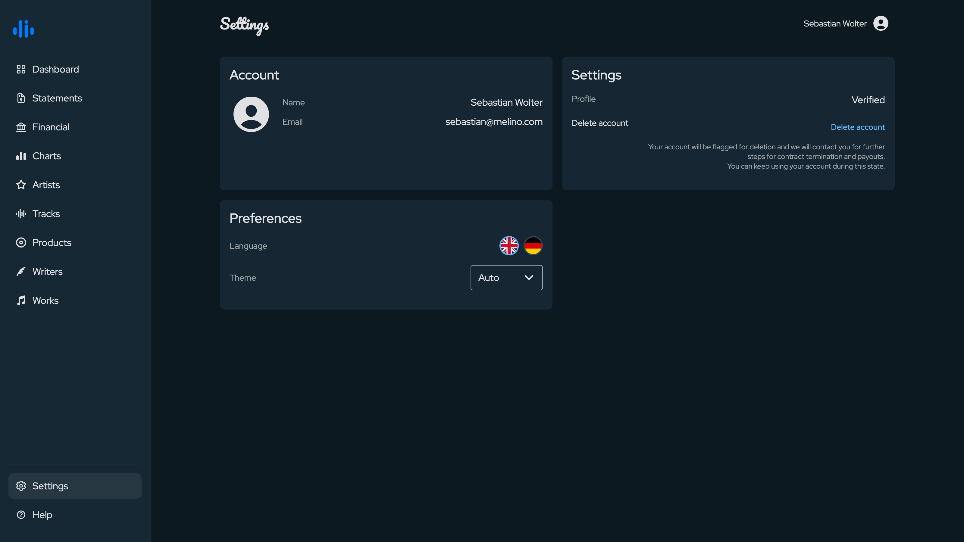 Settings Dark