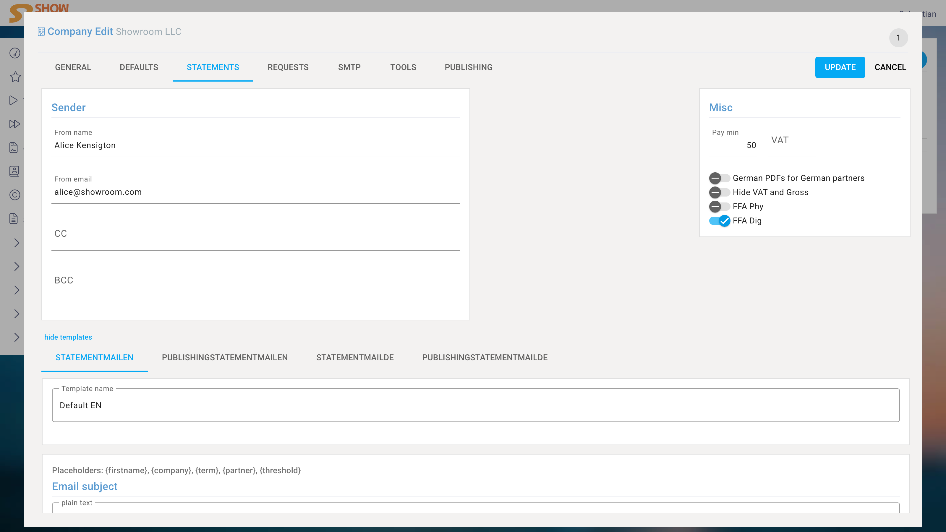 Comany Edit Statements