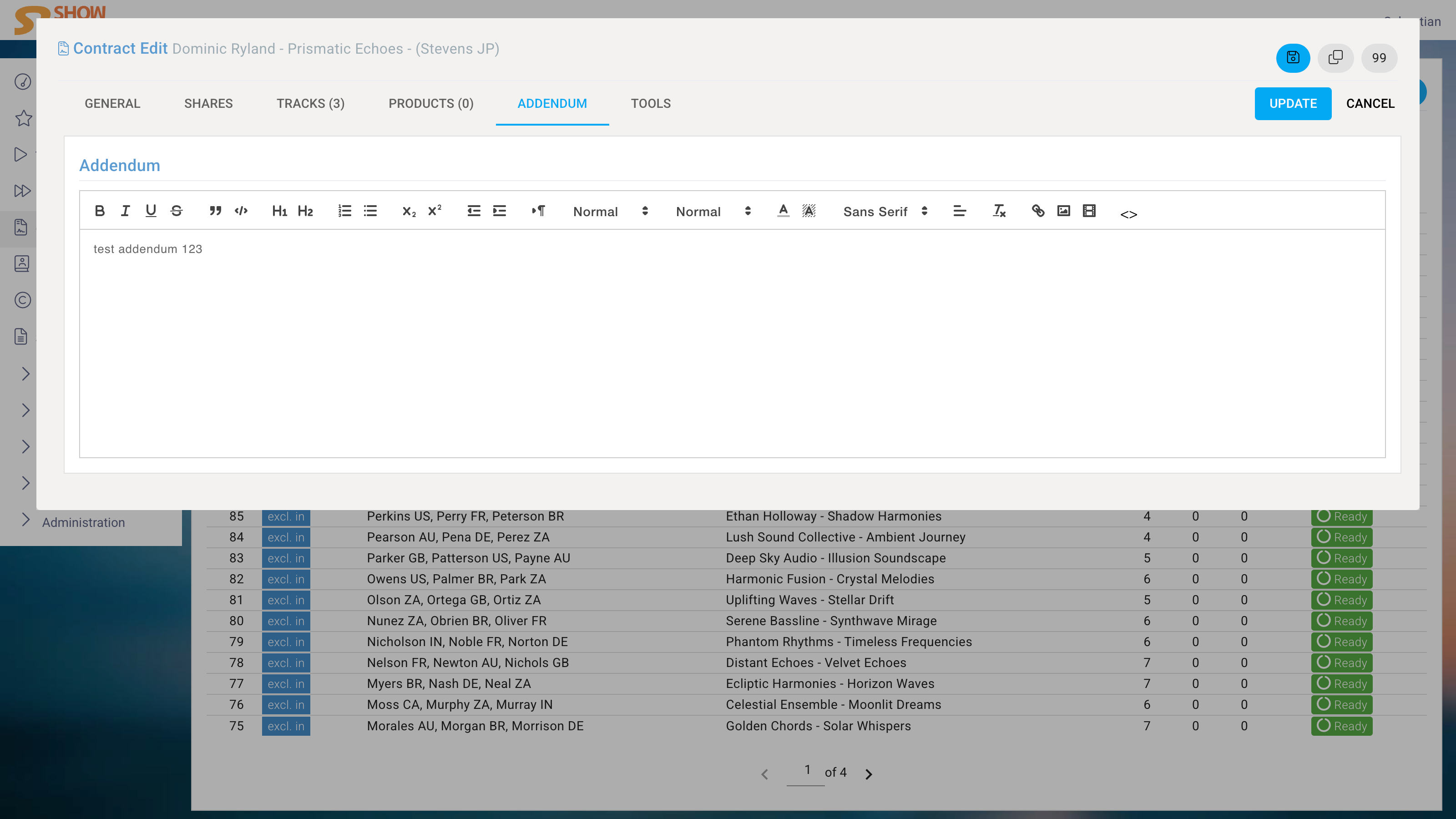 Conract Edit Addendum
