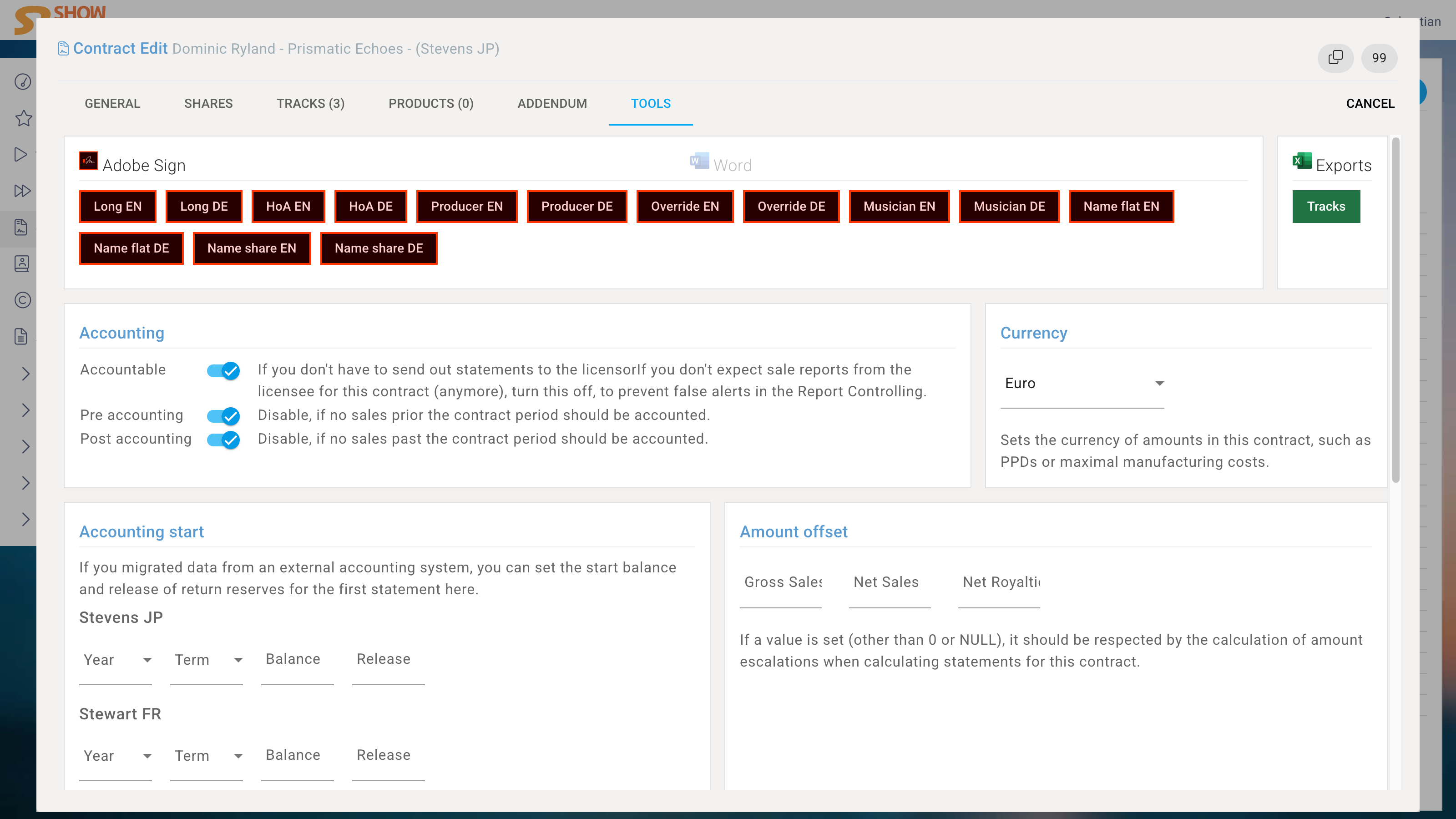 Conract Edit Tools
