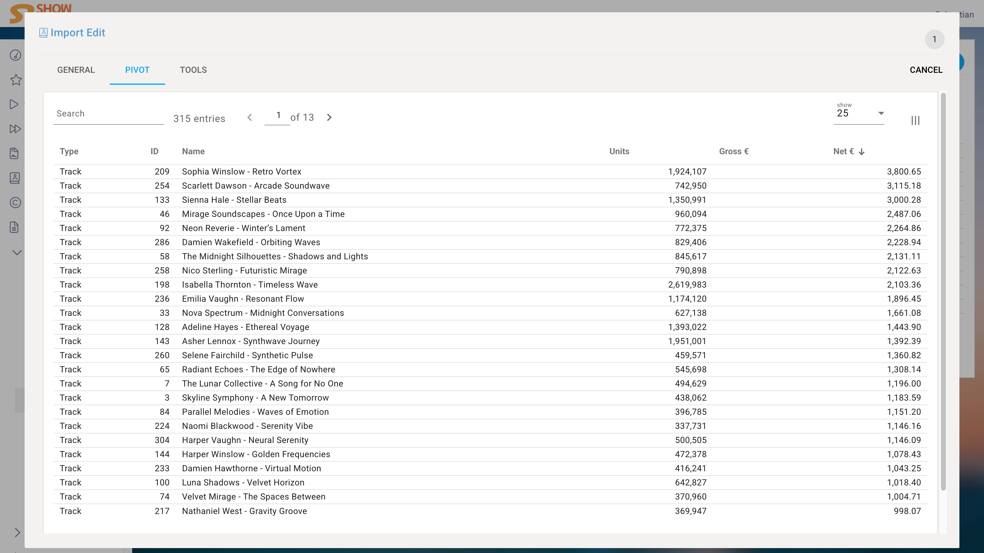 Import Edit Pivot