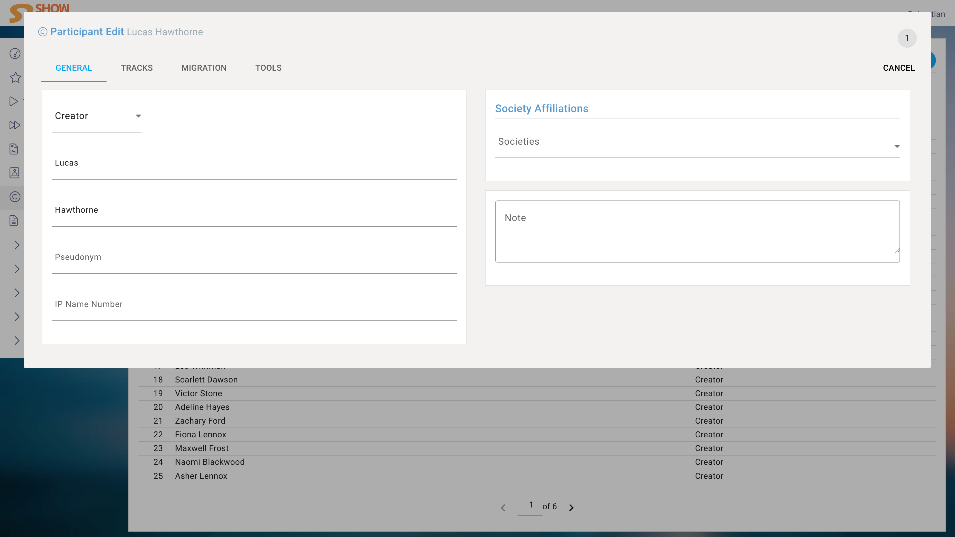 Participant Edit General