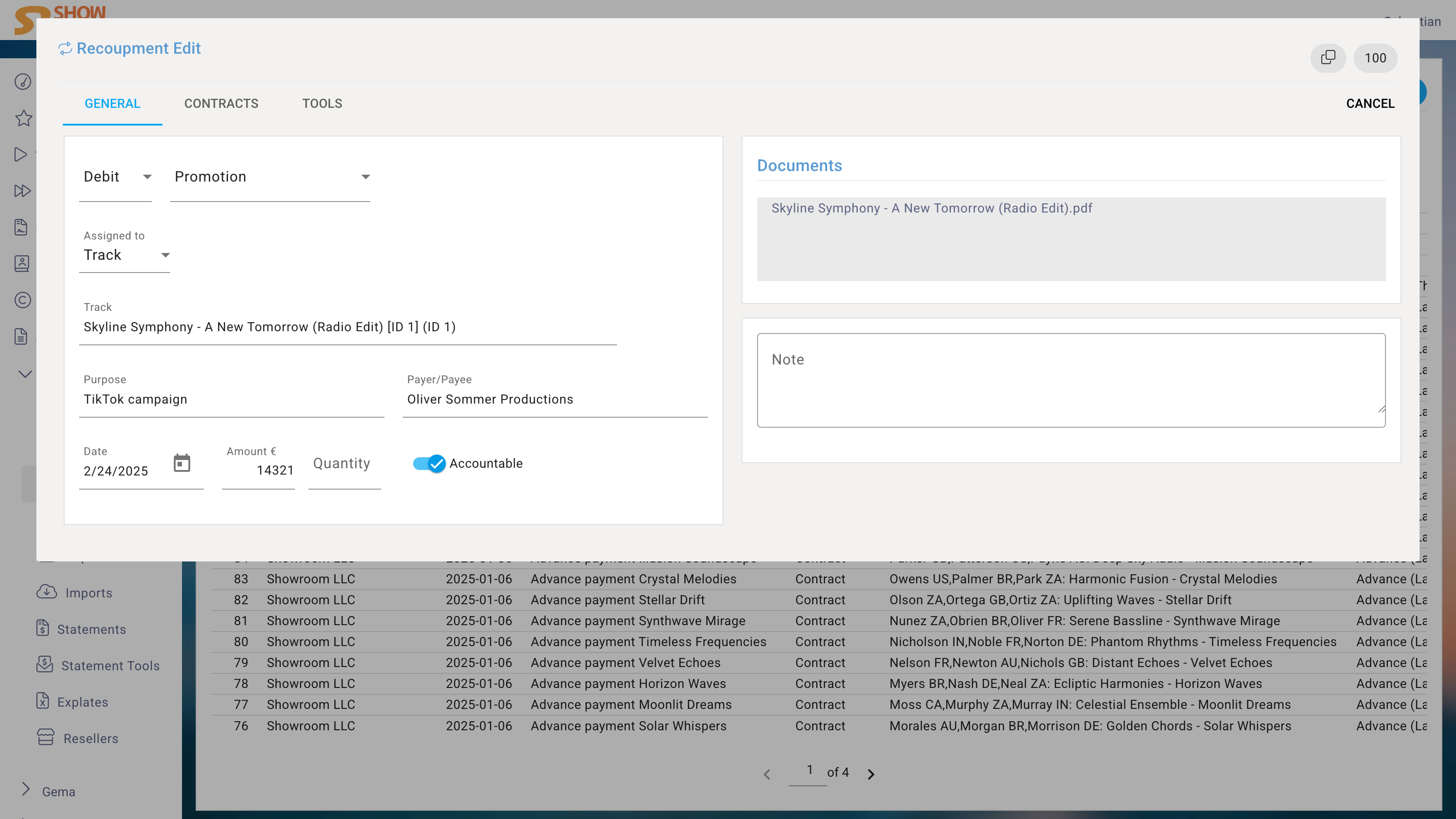 Recoupment Edit General
